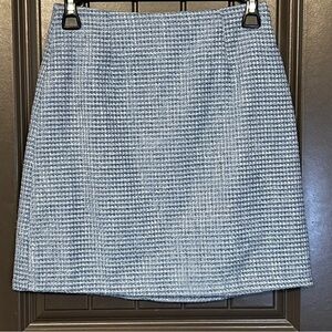 Pink Lily Blue Tweed Skirt with Zipper in Back, Size Small